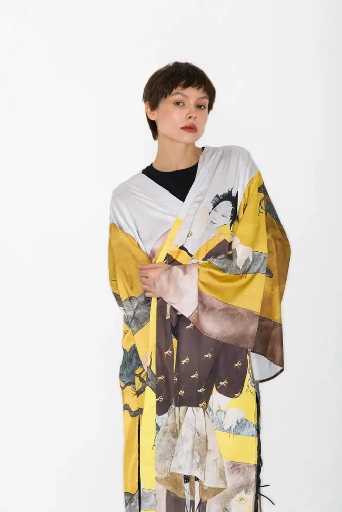 Apparel - All-Over Print Kimono “Scattered Pears” - MARALETTO