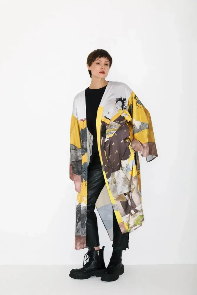 Apparel - All-Over Print Kimono “Scattered Pears” - MARALETTO