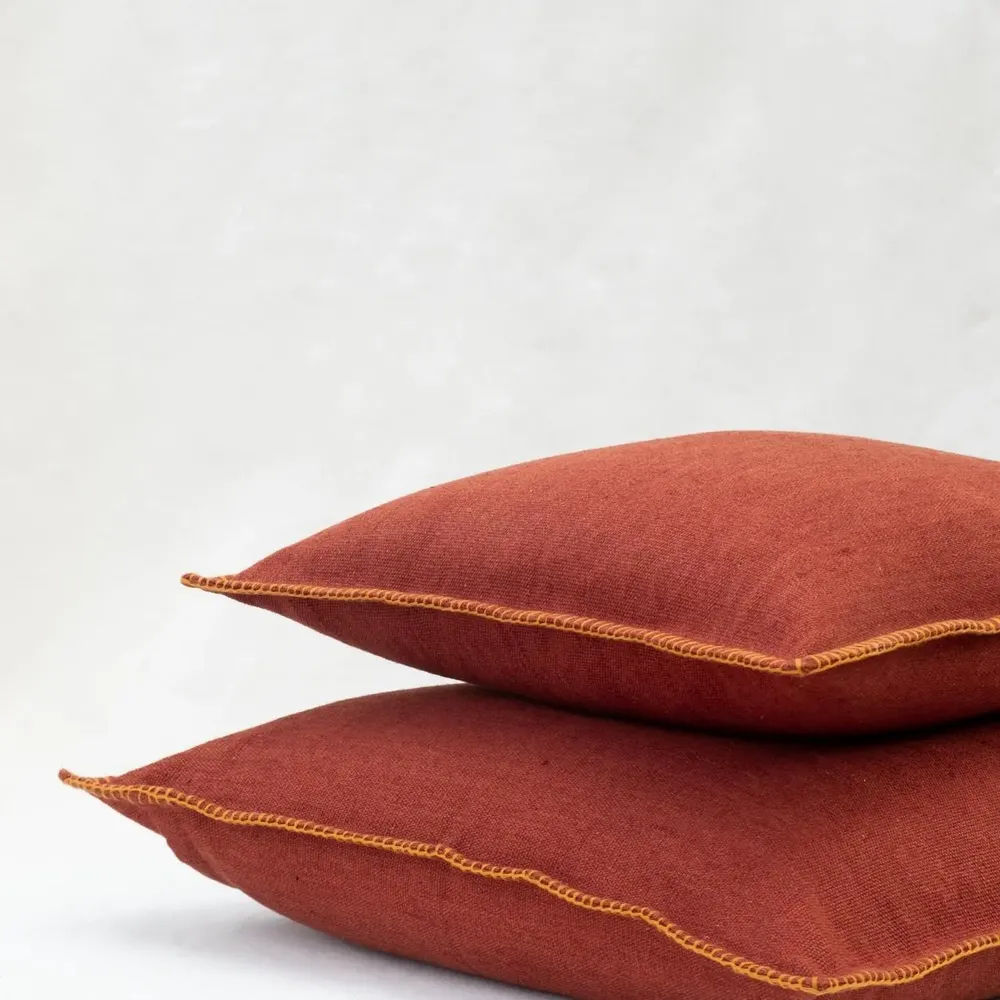 Coussins textile - NO-MAD Prakrit Cushion Cover in Cotton Jute with Hand Embroidery - NO-MAD