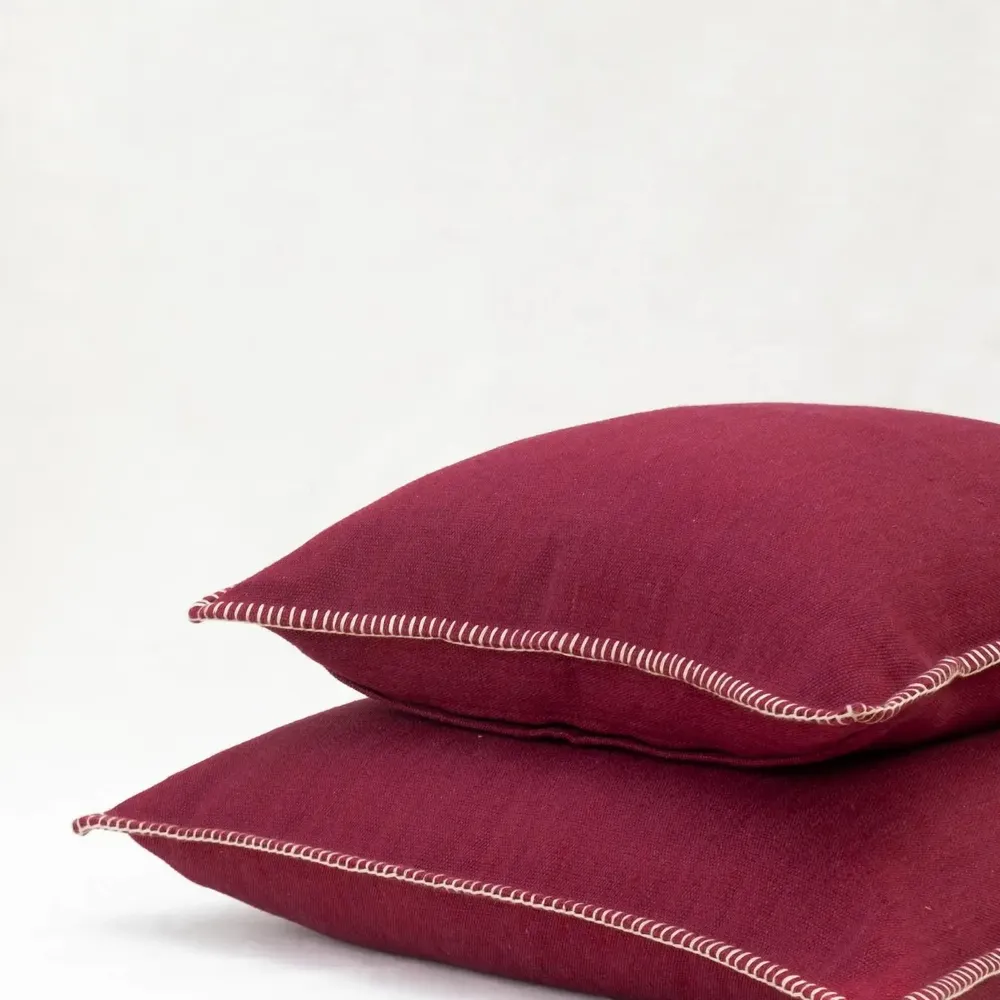 Coussins textile - NO-MAD Prakrit Cushion Cover in Cotton Jute with Hand Embroidery - NO-MAD