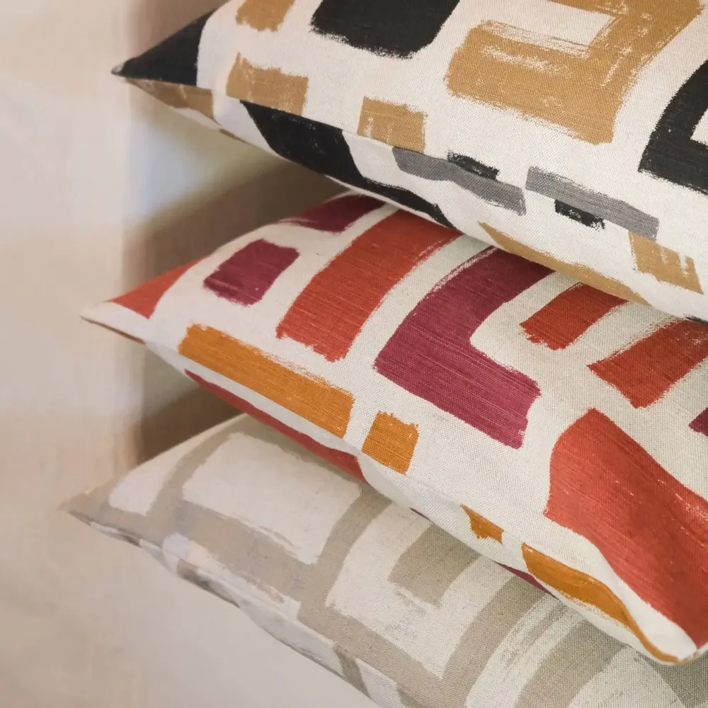 Coussins textile - NO-MAD Vanya Cushion Cover in Cotton Linen with Screen Print Design - NO-MAD