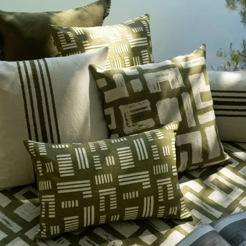 Coussins textile - NO-MAD Vanya Cushion Cover in Cotton Linen with Screen Print Design - NO-MAD