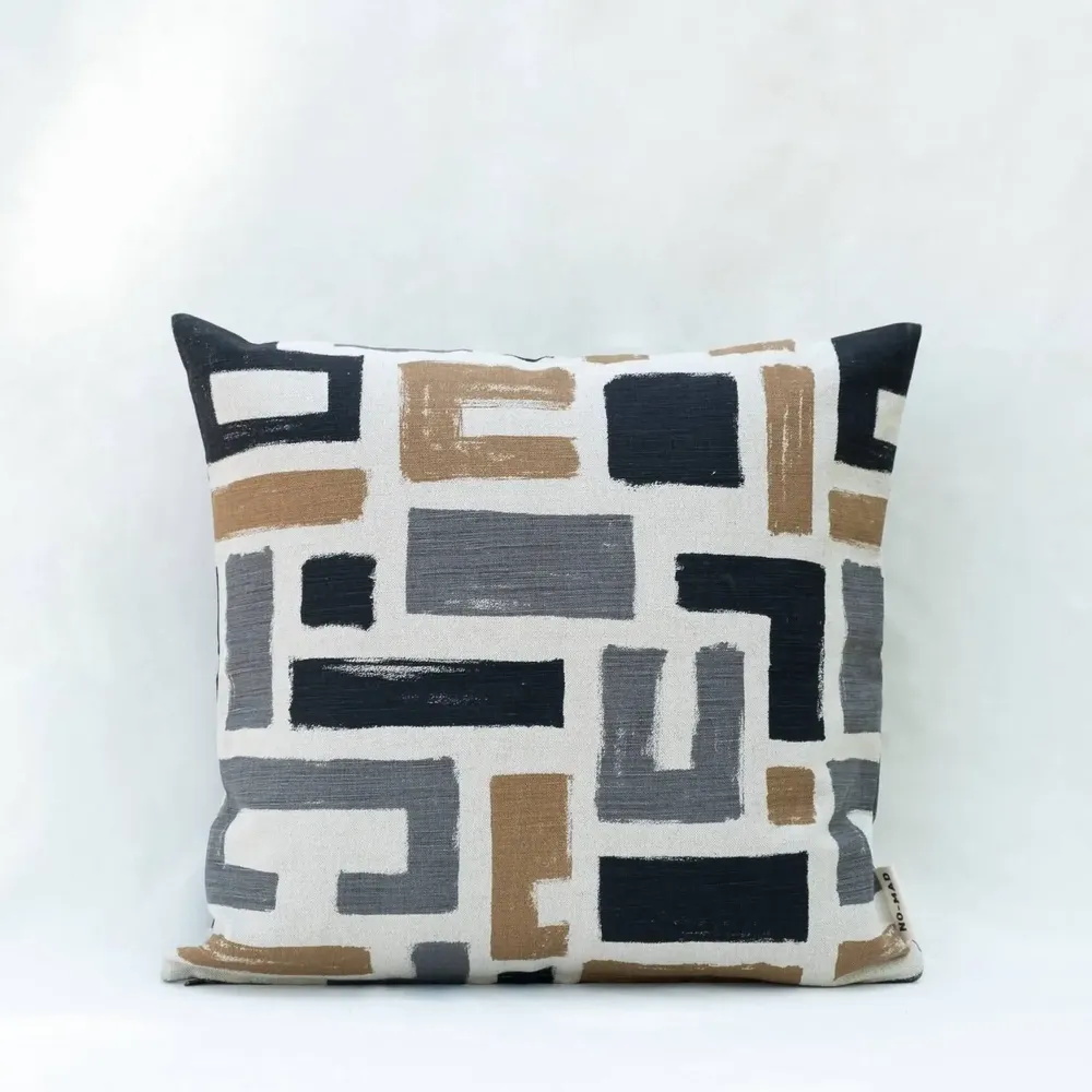 Coussins textile - NO-MAD Vanya Cushion Cover in Cotton Linen with Screen Print Design - NO-MAD