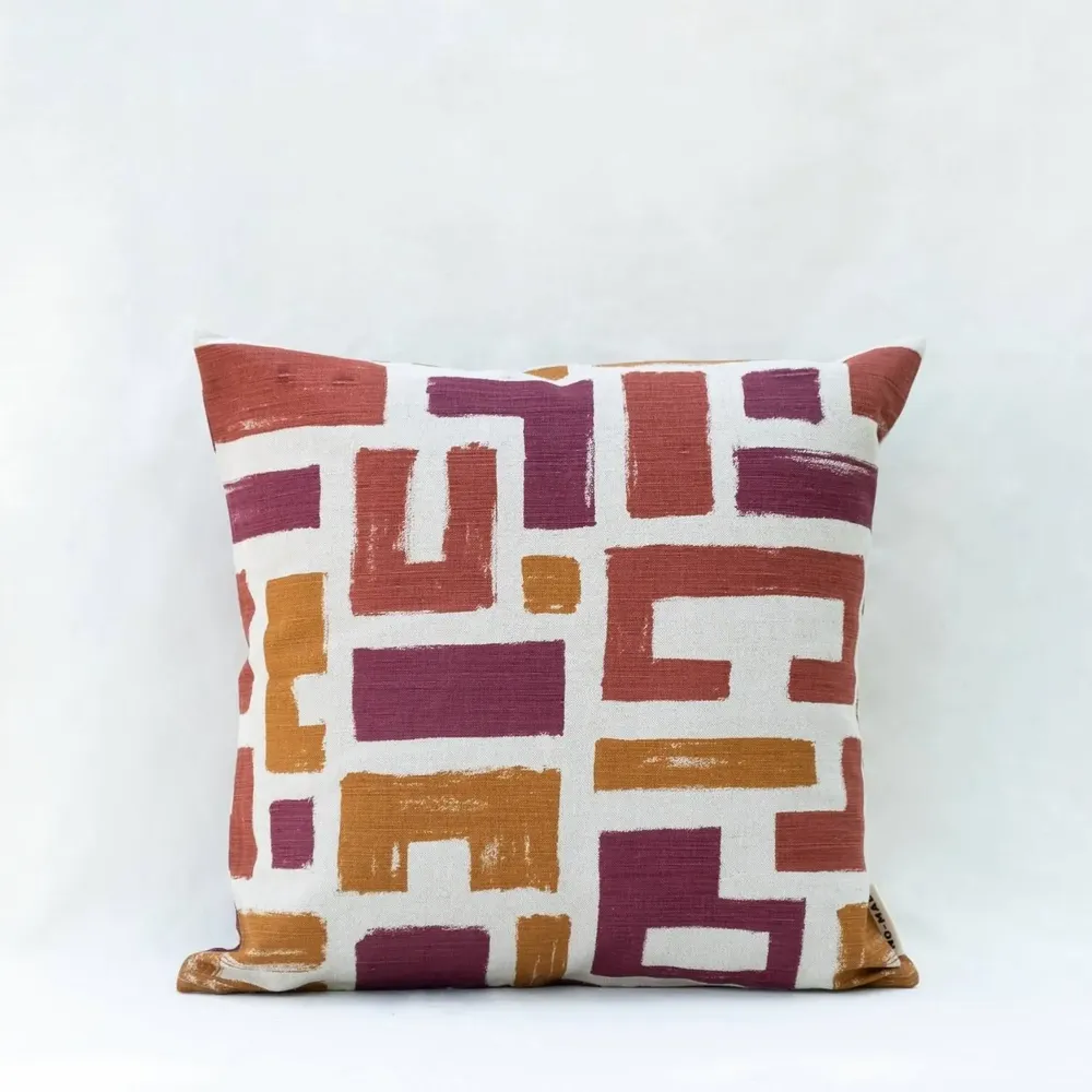Coussins textile - NO-MAD Vanya Cushion Cover in Cotton Linen with Screen Print Design - NO-MAD