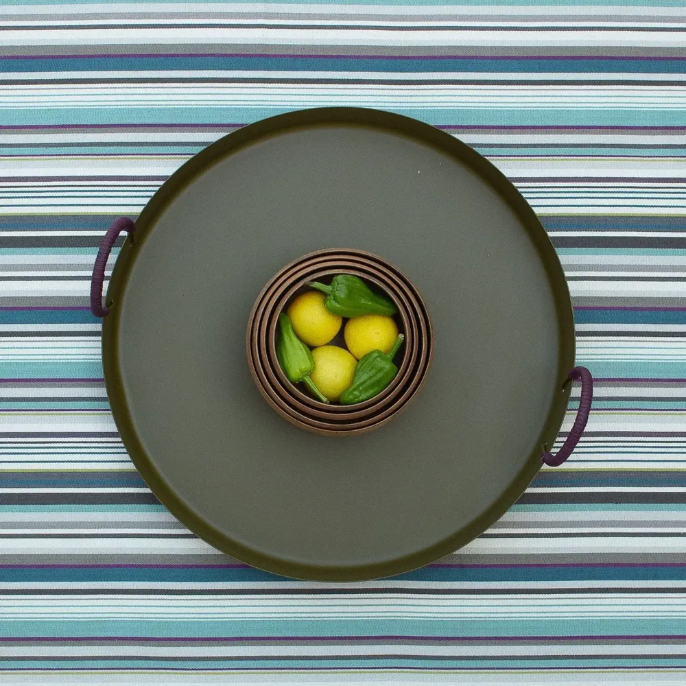Plats et saladiers - NO-MAD Thali Tray in PU Coated Stainless Steel and Cotton Cord - NO-MAD