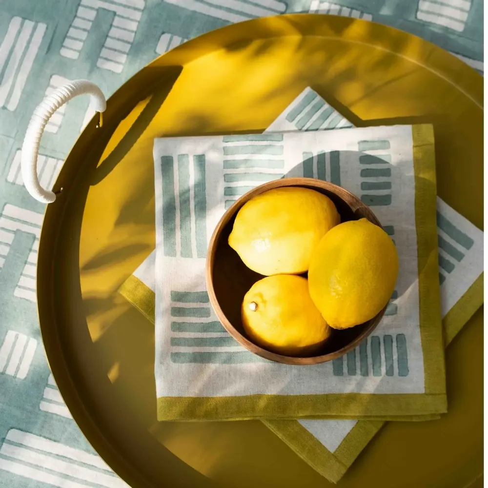 Plats et saladiers - NO-MAD Thali Tray in PU Coated Stainless Steel and Cotton Cord - NO-MAD