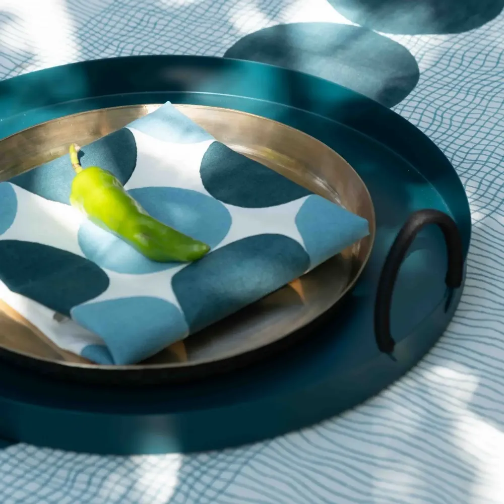 Plats et saladiers - NO-MAD Thali Tray in PU Coated Stainless Steel and Cotton Cord - NO-MAD