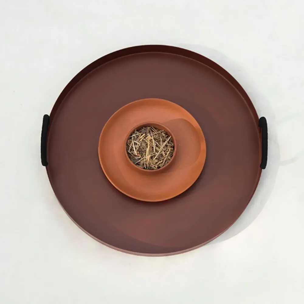 Plats et saladiers - NO-MAD Thali Tray in PU Coated Stainless Steel and Cotton Cord - NO-MAD