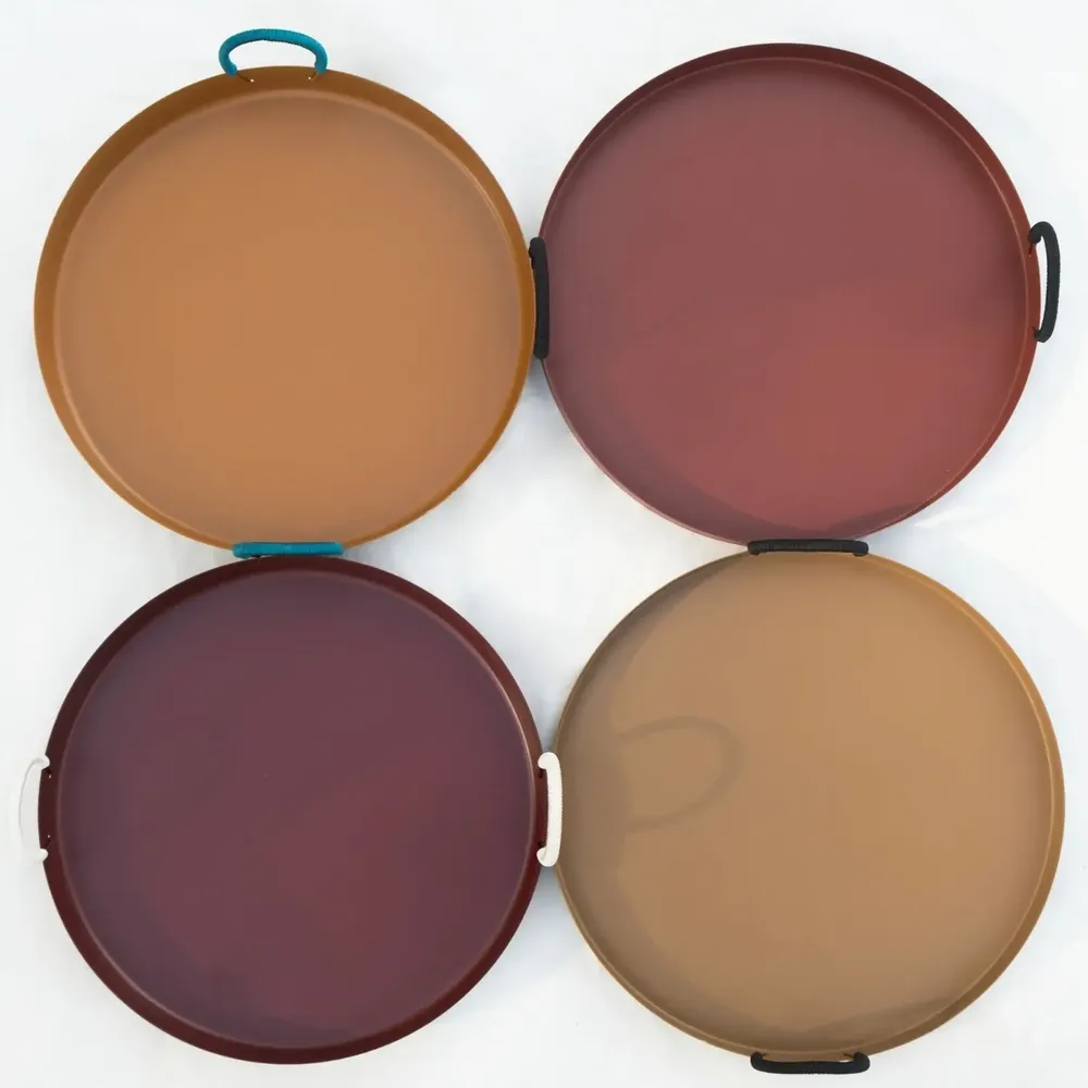 Plats et saladiers - NO-MAD Thali Tray in PU Coated Stainless Steel and Cotton Cord - NO-MAD