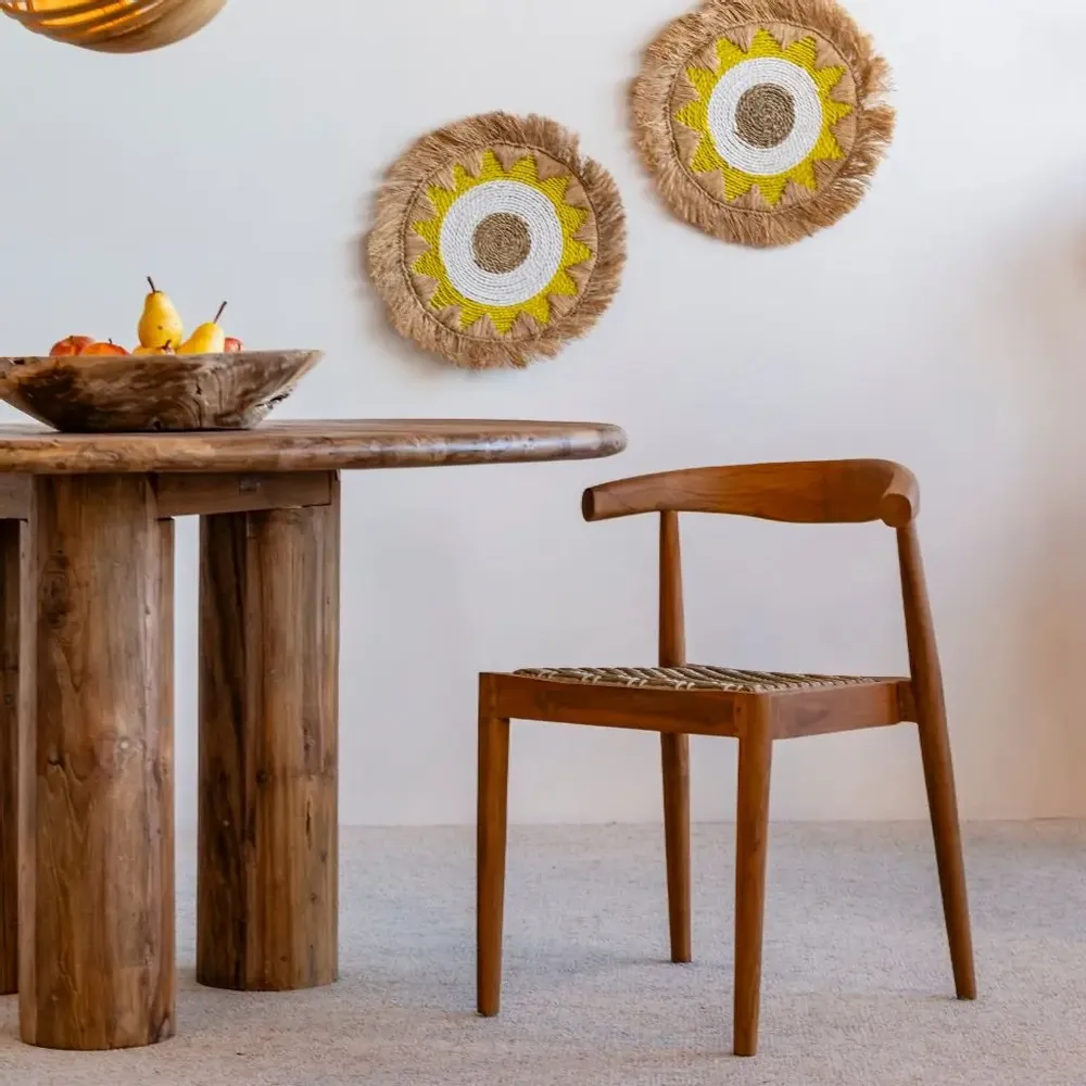 Chaises - AMBIA - Chaise en bois de teck et corde synthétique naturel - HYDILE