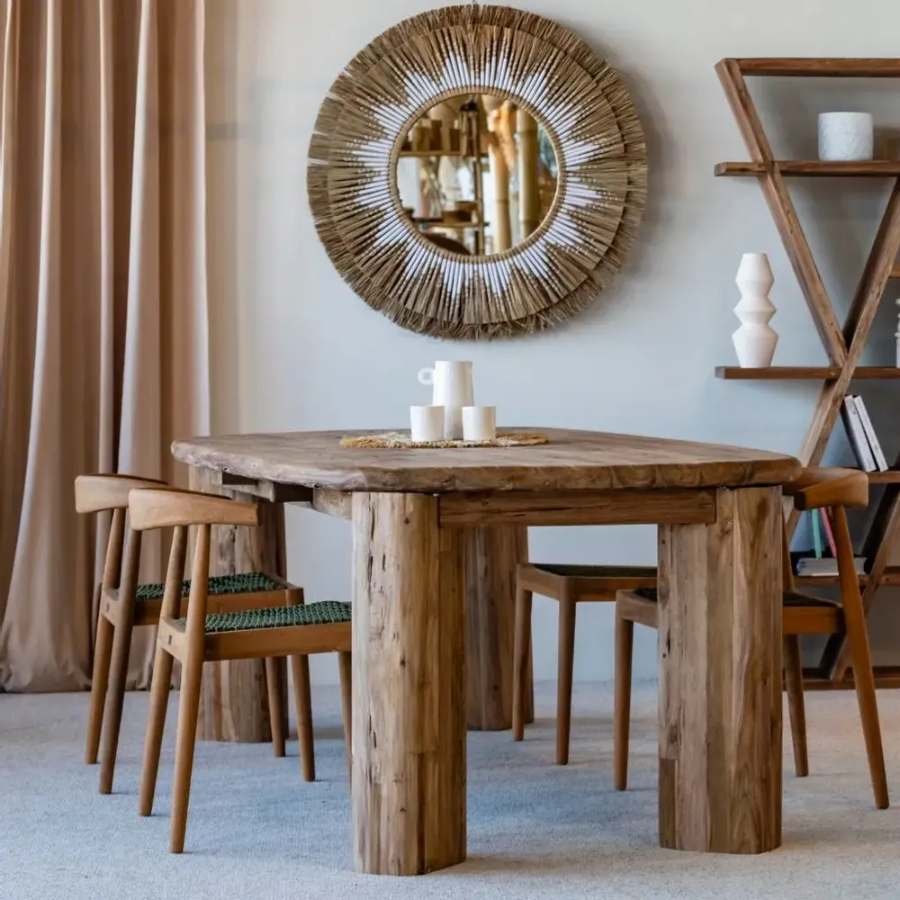 Chairs - AMBIA - Teak wood and green natural rope chair - HYDILE