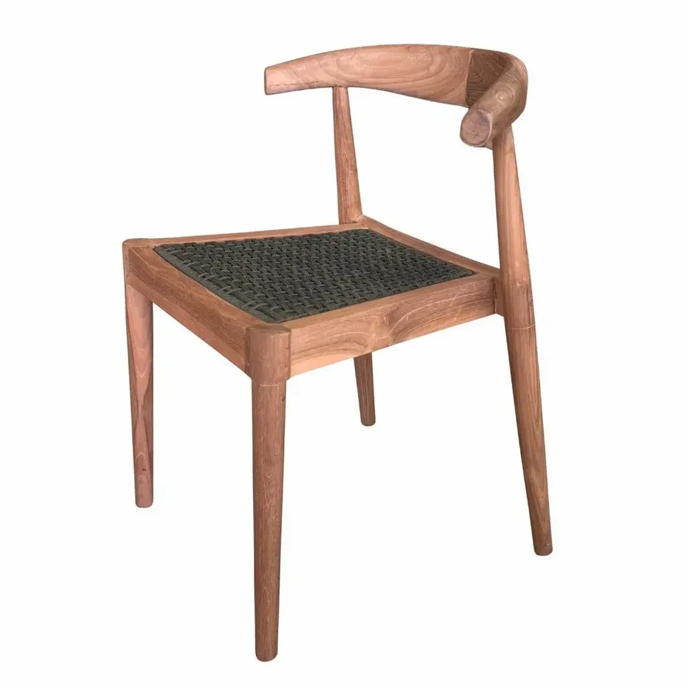 Chairs - AMBIA - Teak wood and green natural rope chair - HYDILE