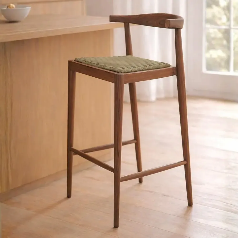 Chaises - AMBIA - Chaise haute de bar en teck et corde naturel - HYDILE