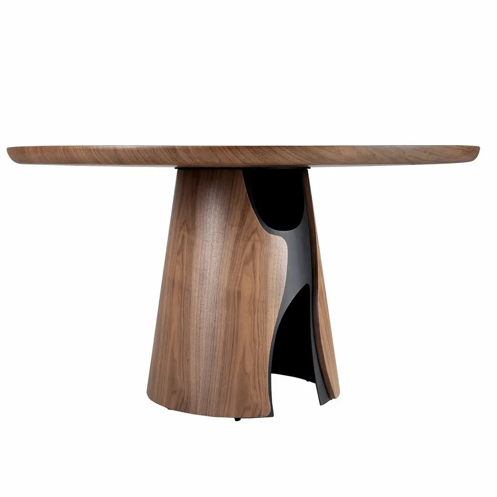 Dining Tables - Round dining table in walnut and black epoxy steel - ANGEL CERDÁ