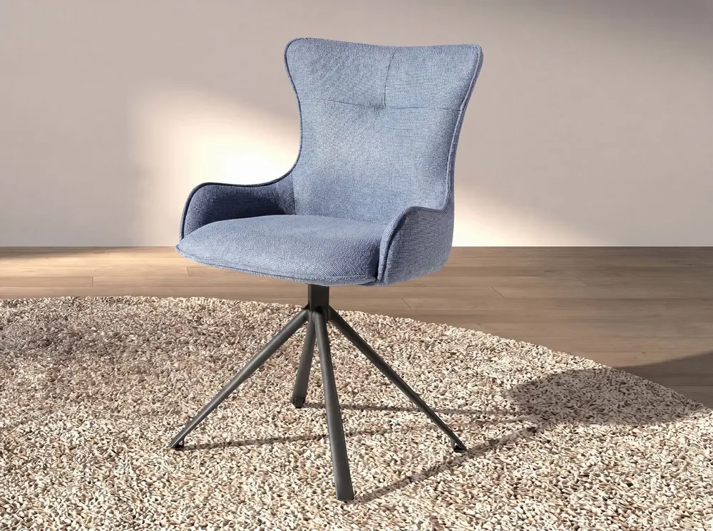 Chairs - Swivel chair in blue fabric - ANGEL CERDÁ