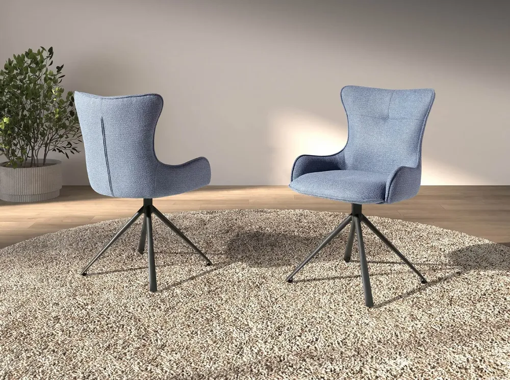 Chairs - Swivel chair in blue fabric - ANGEL CERDÁ