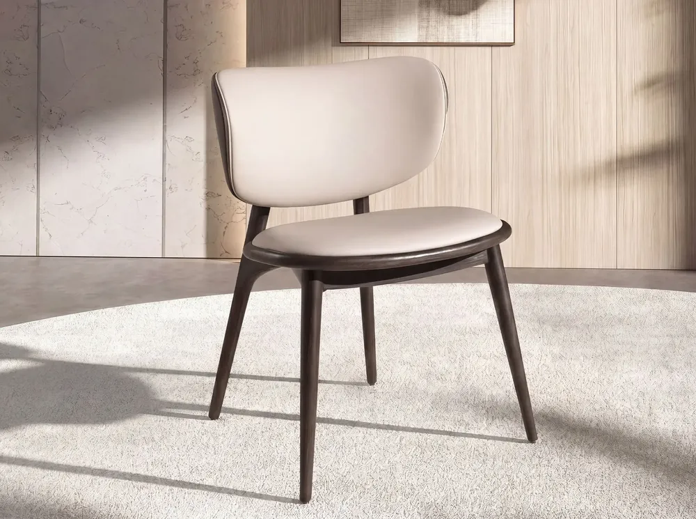 Chaises - Chaise en similicuir crème et gris foncé - ANGEL CERDÁ