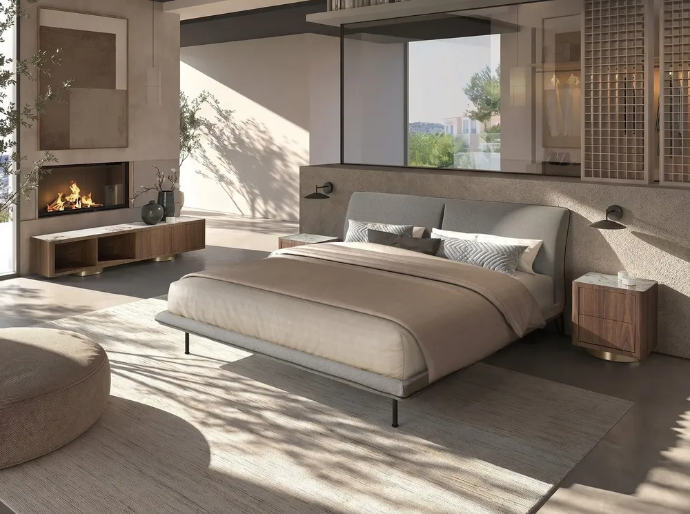 Beds - Dark grey fabric bed - ANGEL CERDÁ
