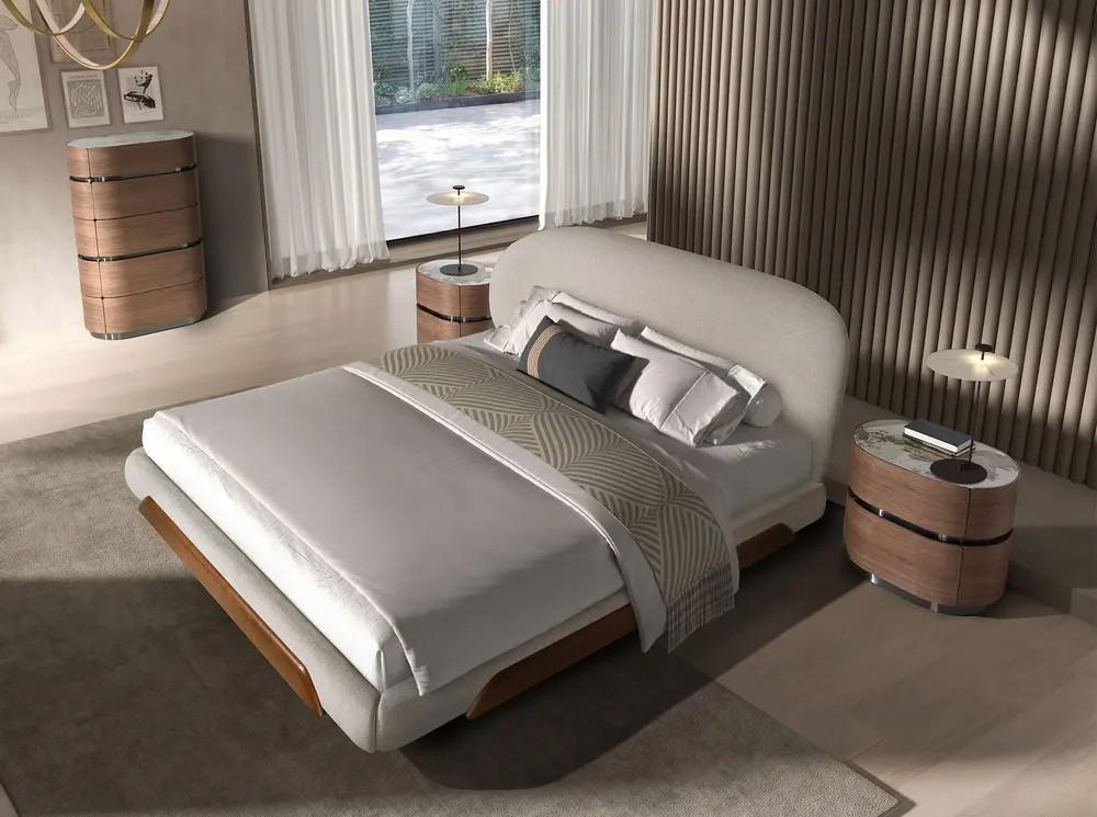 Beds - Light grey fabric bed - ANGEL CERDÁ