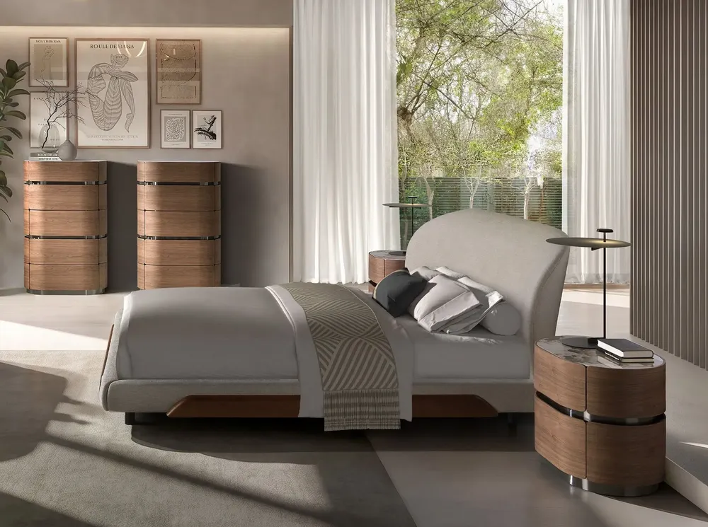 Beds - Light grey fabric bed - ANGEL CERDÁ