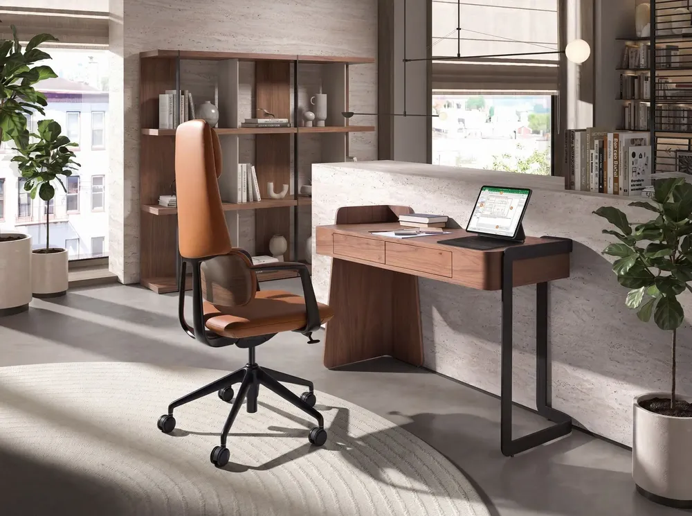 Desks - Desk in walnut and black epoxy steel - ANGEL CERDÁ
