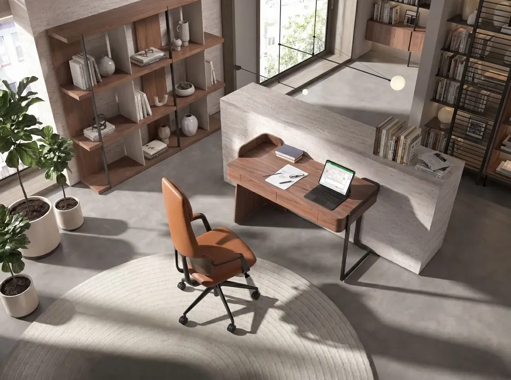 Desks - Desk in walnut and black epoxy steel - ANGEL CERDÁ