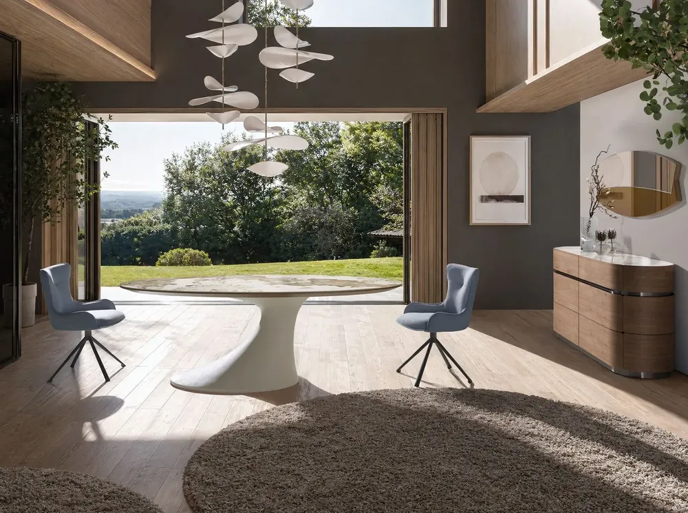 Chests of drawers - Chest of drawers in walnut, darkened steel base and porcelain marble top - ANGEL CERDÁ