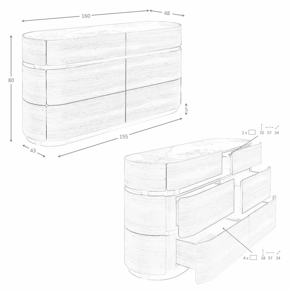 Chests of drawers - Chest of drawers in walnut, darkened steel base and porcelain marble top - ANGEL CERDÁ