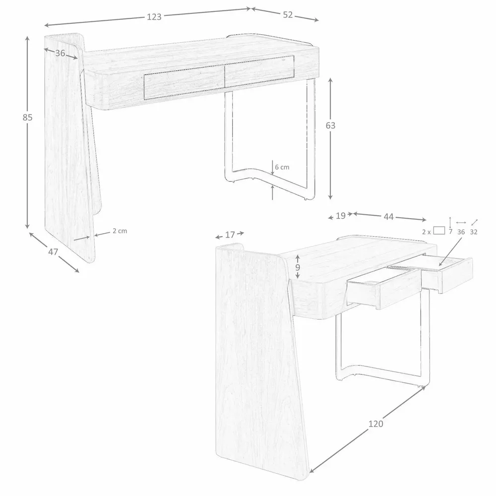 Desks - Desk in walnut and black epoxy steel - ANGEL CERDÁ