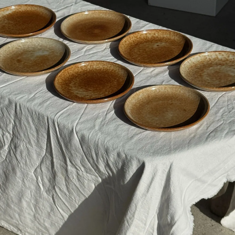 Assiettes au quotidien - Lot de 7 petites assiettes à dessert plates en grès orange D18 - OFFICE OBJETS