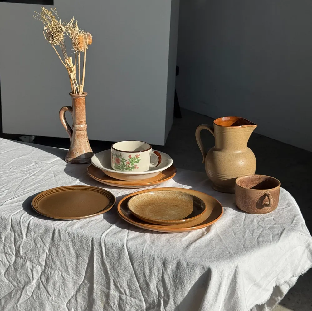 Assiettes au quotidien - Lot de 7 petites assiettes à dessert plates en grès orange D18 - OFFICE OBJETS