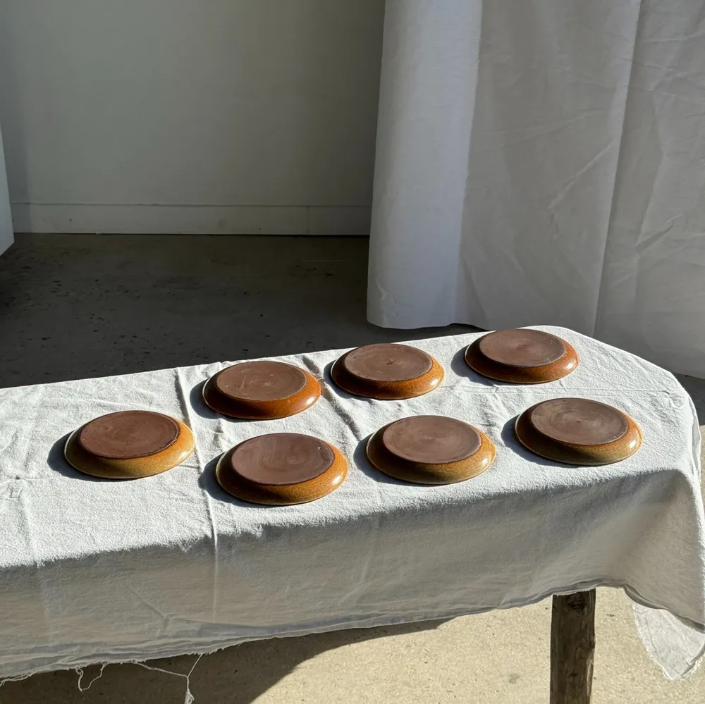 Assiettes au quotidien - Lot de 7 petites assiettes à dessert plates en grès orange D18 - OFFICE OBJETS