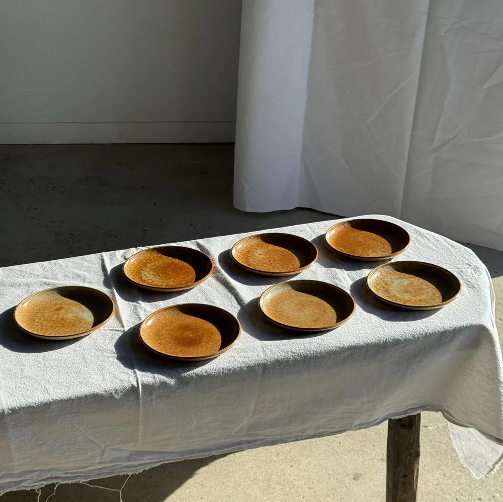 Assiettes au quotidien - Lot de 7 petites assiettes à dessert plates en grès orange D18 - OFFICE OBJETS