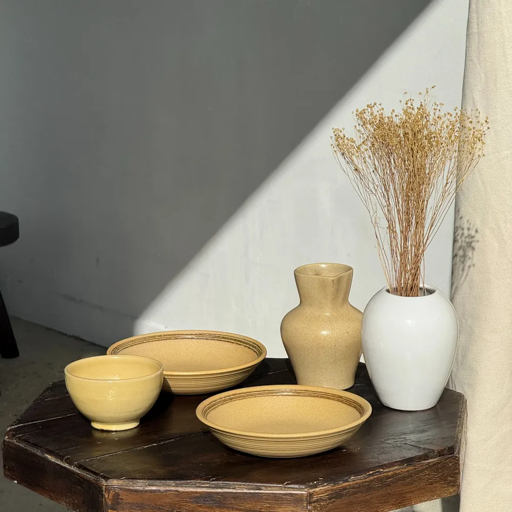 Tasses et mugs - Petit bol en terracotta jaune vintage à piédouche artisanal H8 D12 - OFFICE OBJETS