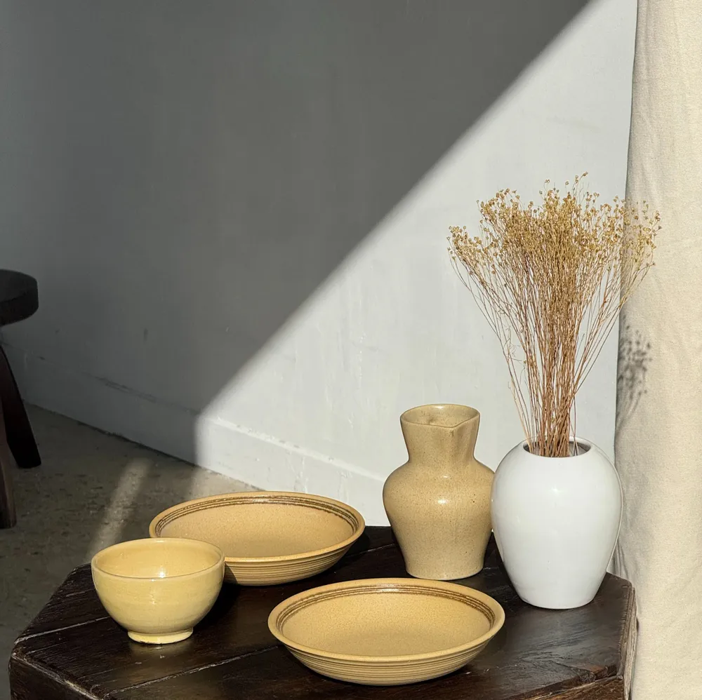Tasses et mugs - Petit bol en terracotta jaune vintage à piédouche artisanal H8 D12 - OFFICE OBJETS