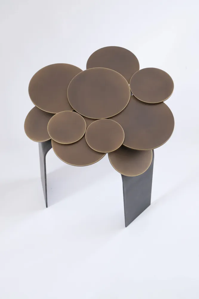 Tabourets pour collectivités - TABOURET SCULPTURE FLOWERS EN LAITON - STUDIO SOL LECCIA