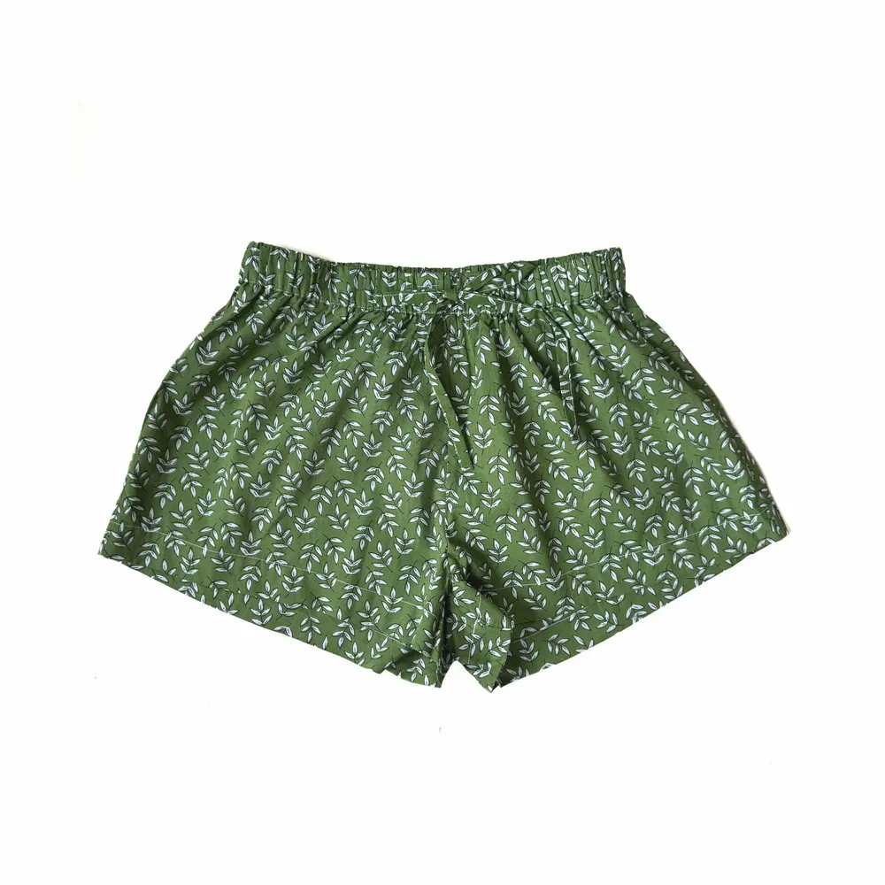 Sleepwear - Sleep Shorts: Falling Leaf Green - LIME TREE DESIGN