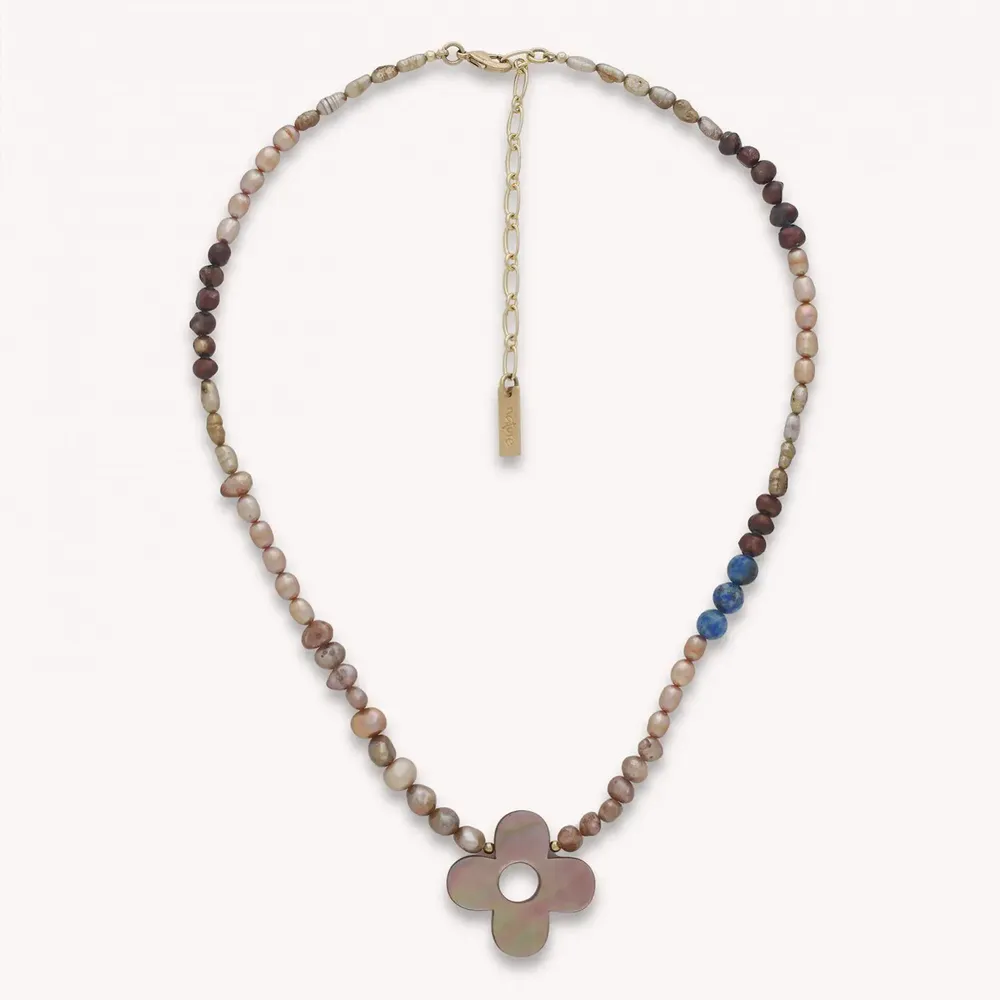 Bijoux - Collier simple pendentif nacre brune - Montmartre - NATURE BIJOUX