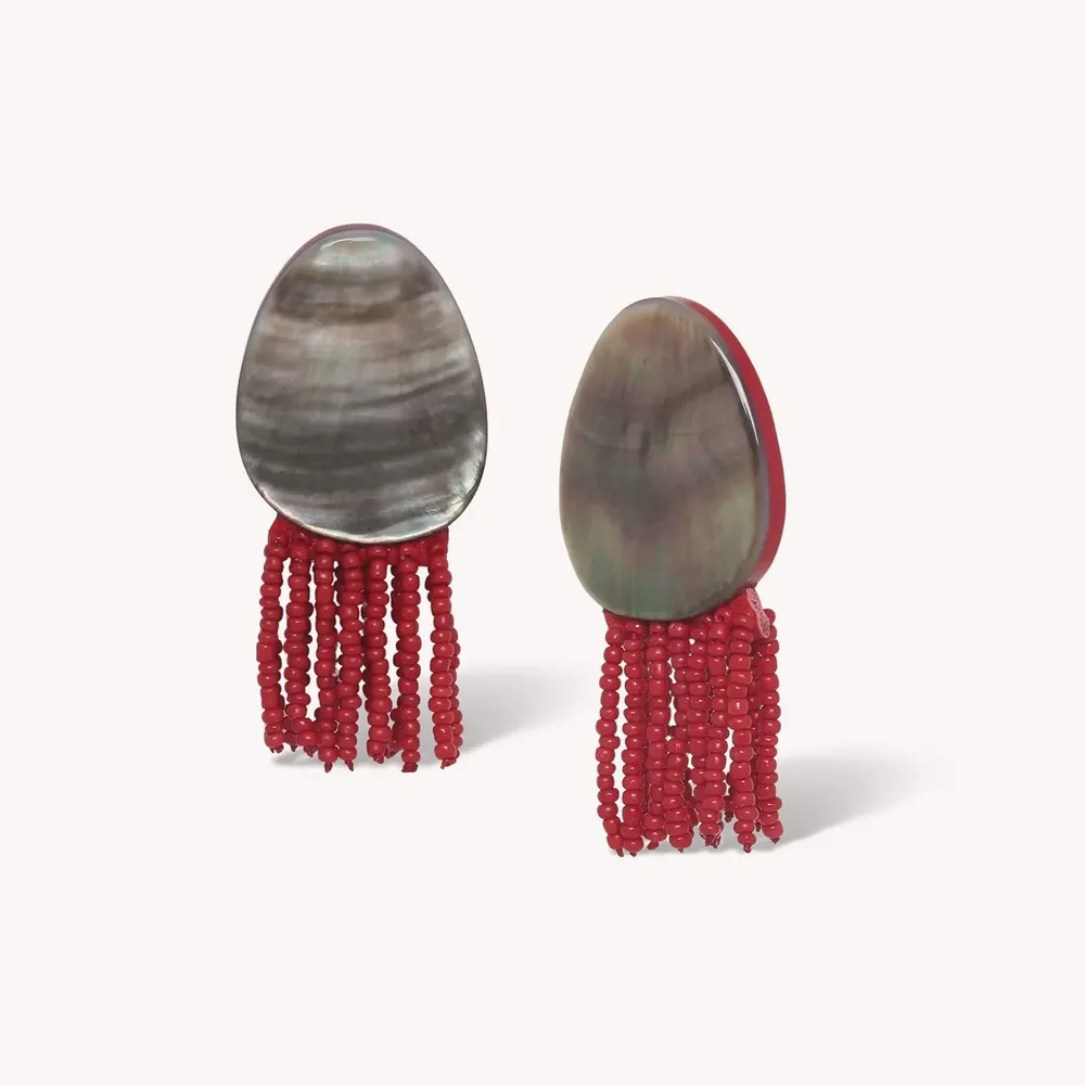 Bijoux - Boucles d'oreilles clips pampilles rouges - Sumida - NATURE BIJOUX