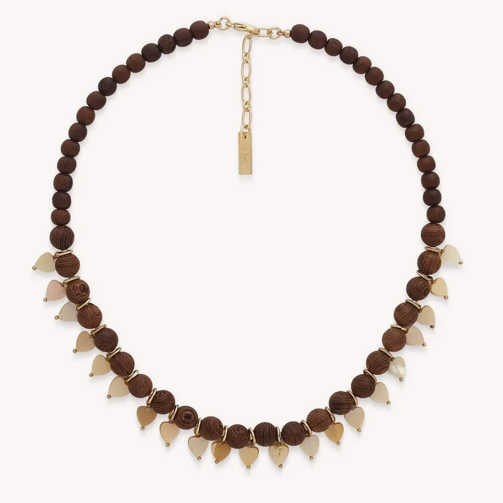 Bijoux - Collier court multipampilles coeurs nacre dorée - Wild Heart - NATURE BIJOUX