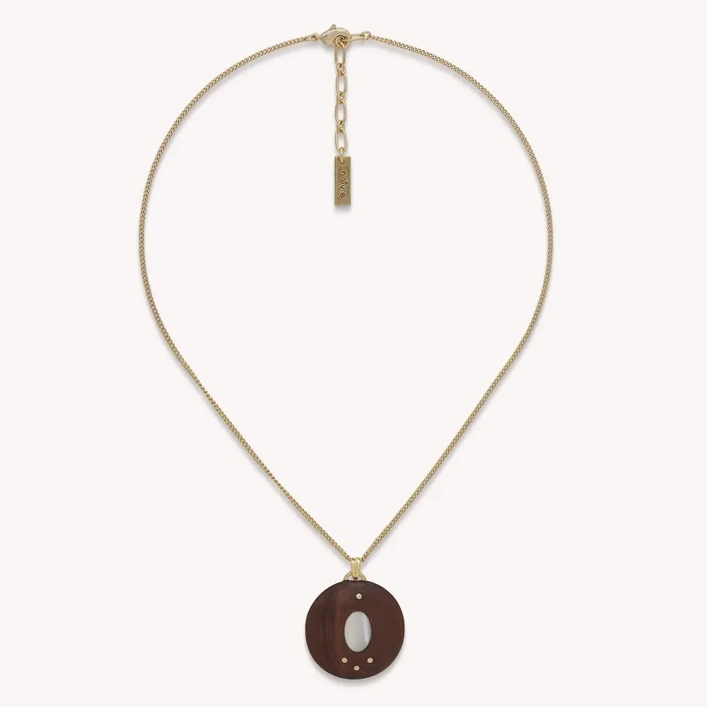 Jewelry - Small round pendant necklace with golden chain - Oman - NATURE BIJOUX