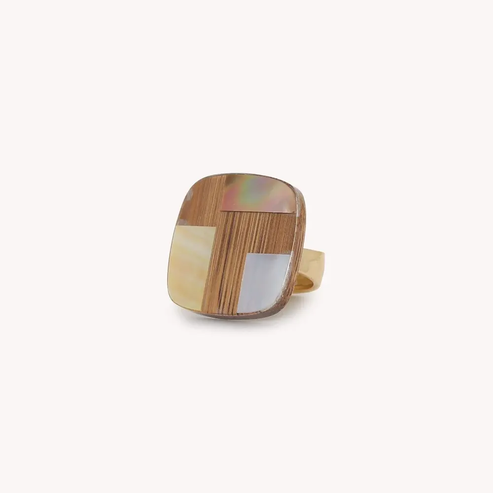 Bijoux - Bague ajustable carré grand modèle - Kamakura - NATURE BIJOUX