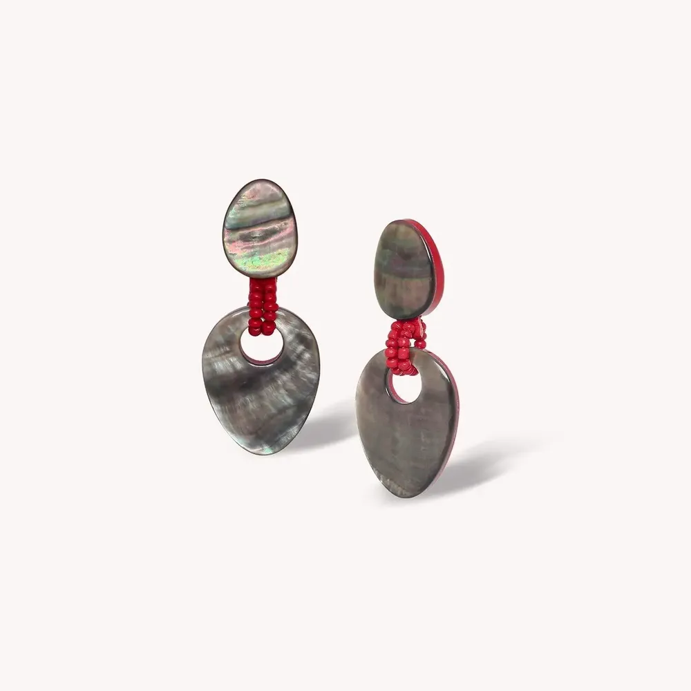 Jewelry - 2 elements black lip post earrings - Sumida - NATURE BIJOUX
