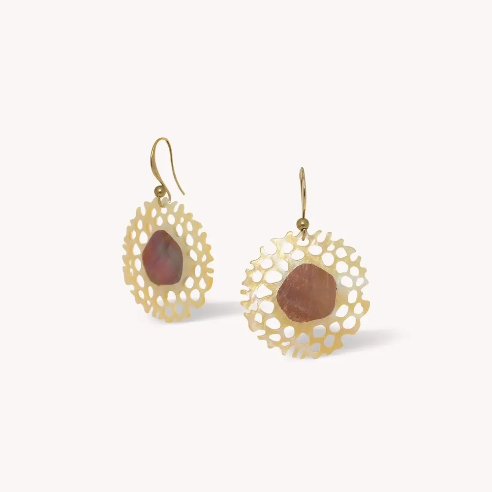 Jewelry - Golden MOP hook earrings - Corallium - NATURE BIJOUX