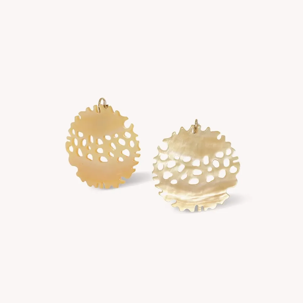 Jewelry - Round golden MOP french hook earrings - Corallium - NATURE BIJOUX