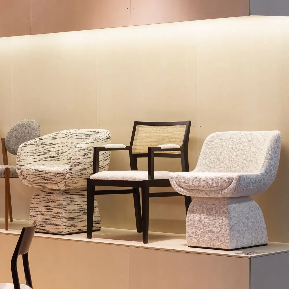 Chairs for hospitalities & contracts - Small Lounge Chair OSCAR Upholstered Bouclé,  COM/COL & Swivel Option - DUISTT