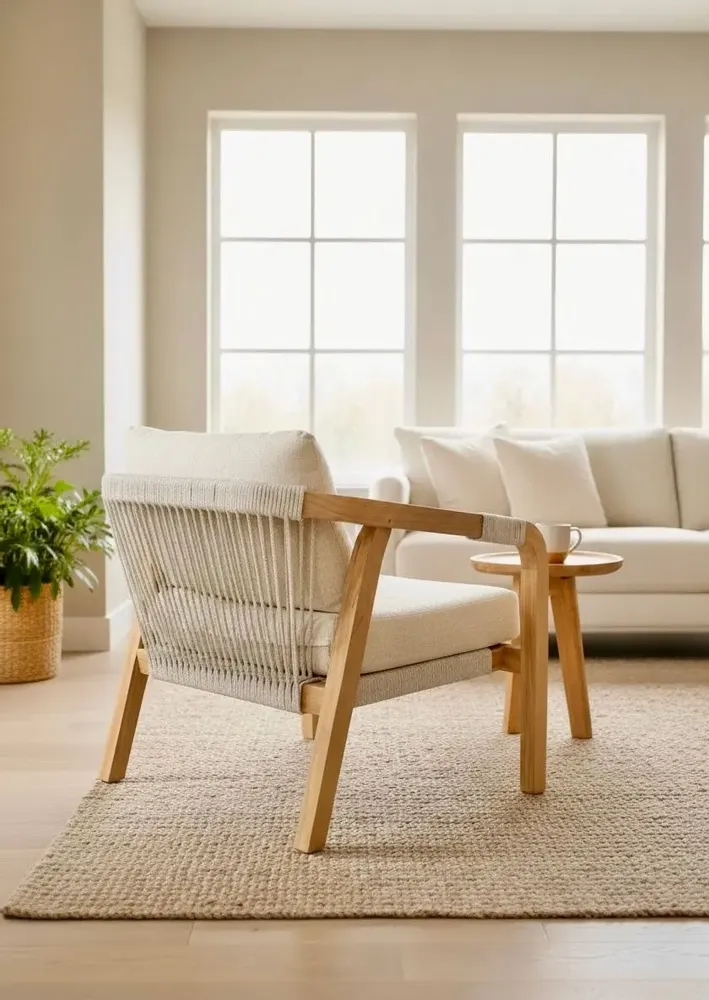 Lawn sofas   - Olefin teak and rope outdoor lounge - SBH3 - BALINAISA