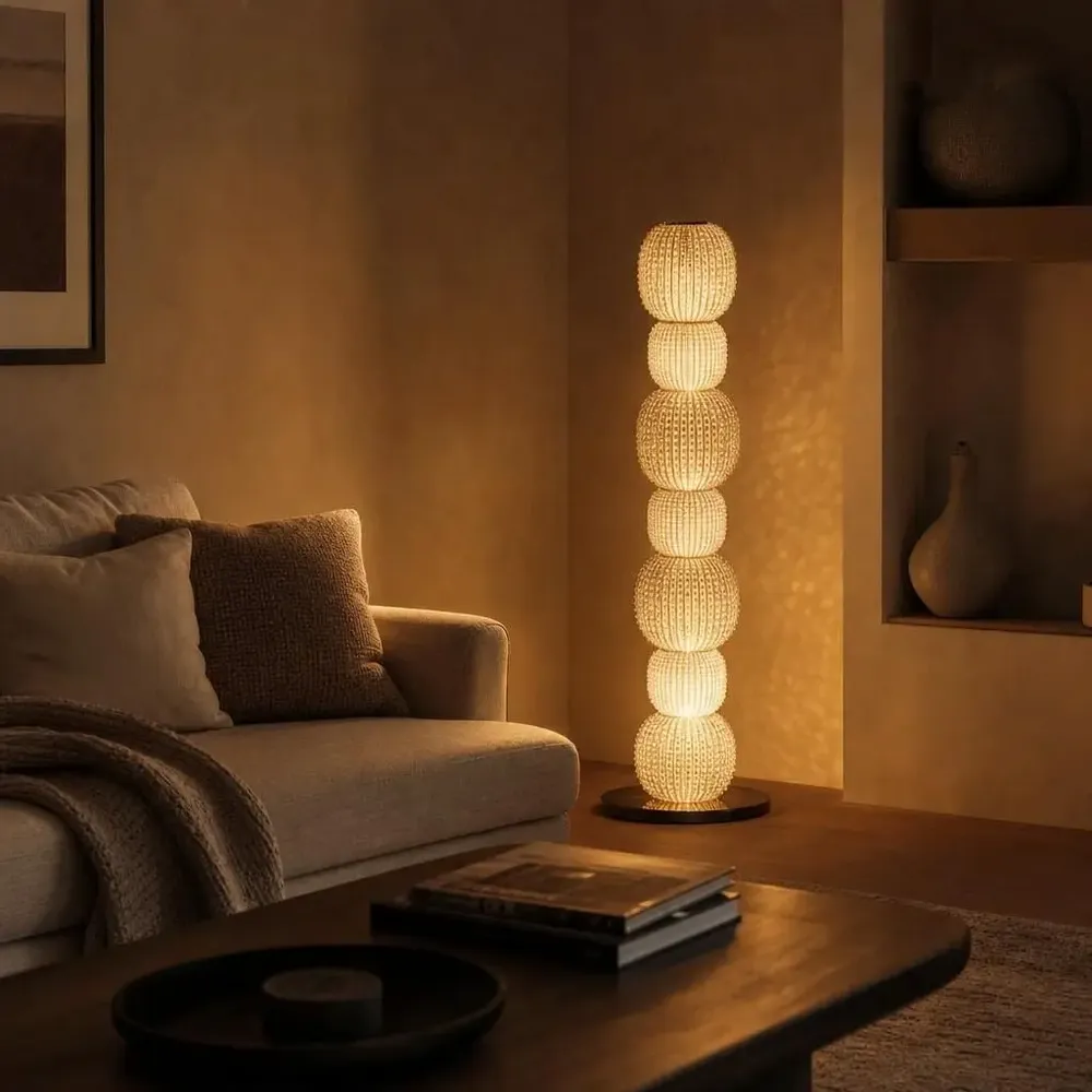 Lampadaires - POMPADOUR – Lampadaire artisanal en perles de verre - SPIRIDON DECO