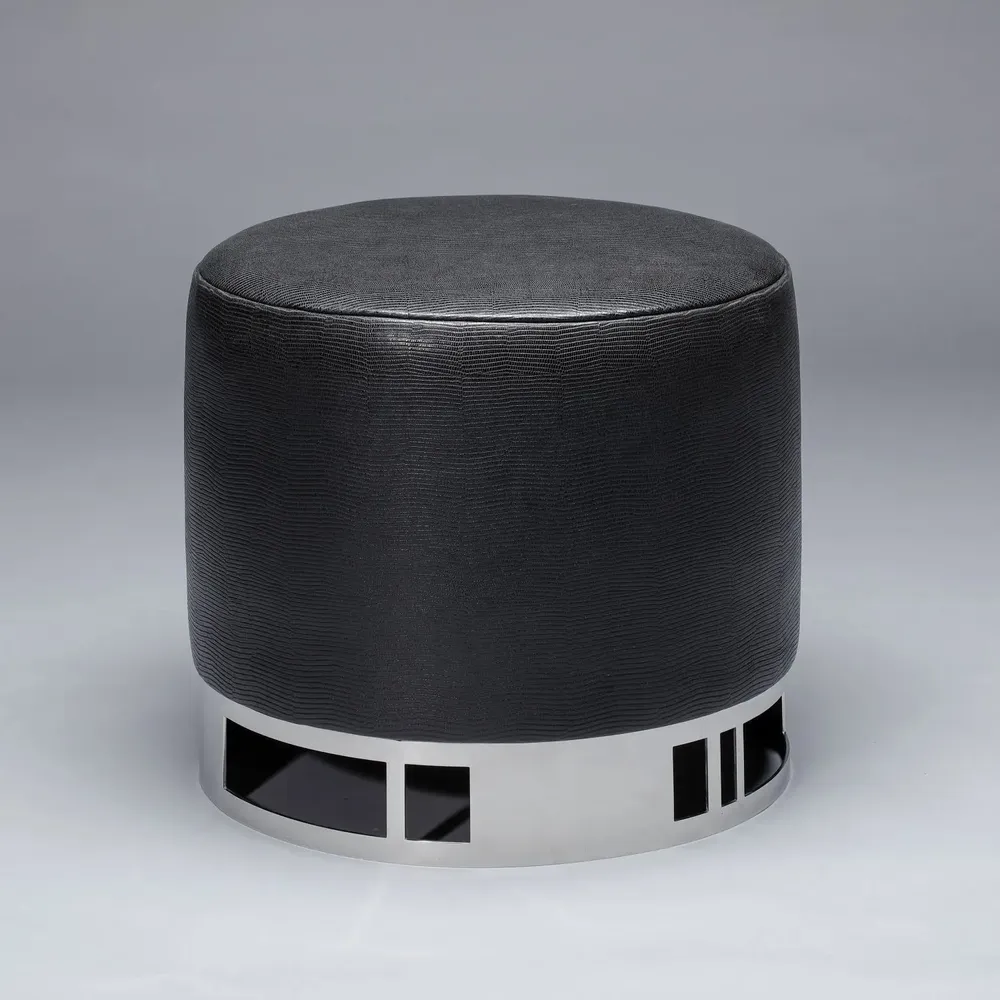Tabourets pour collectivités - Pouf rond diam 50cm Escape, asisse tissu COM/COL option, base laiton - DUISTT