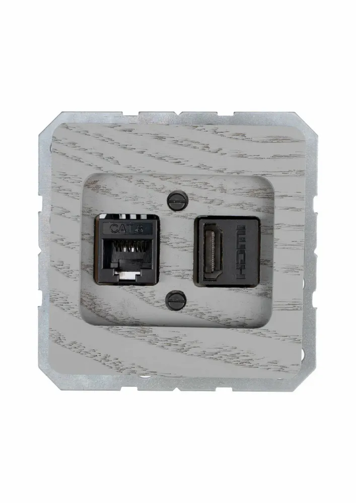 Office design and planning - 2 x Modular jack socket - WEMEL WOOD
